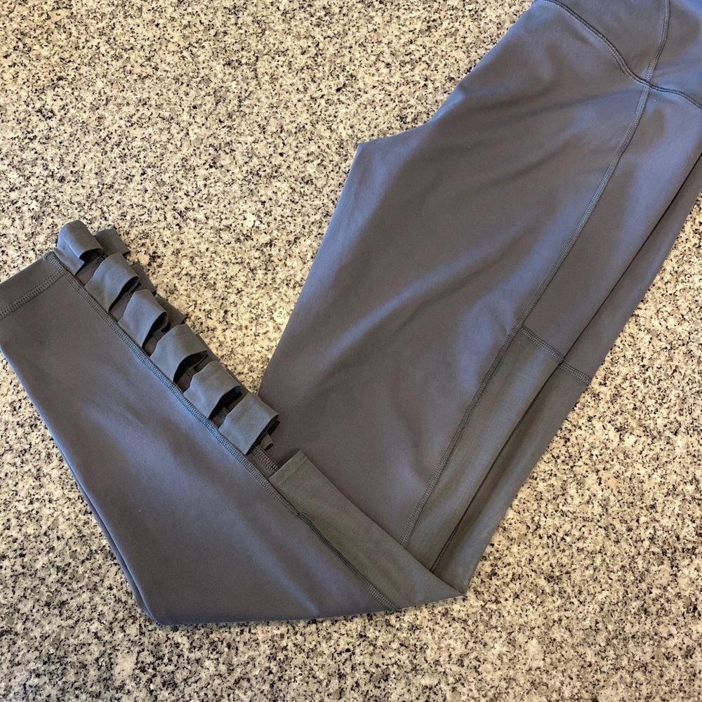 Grey mesh side detail leggings